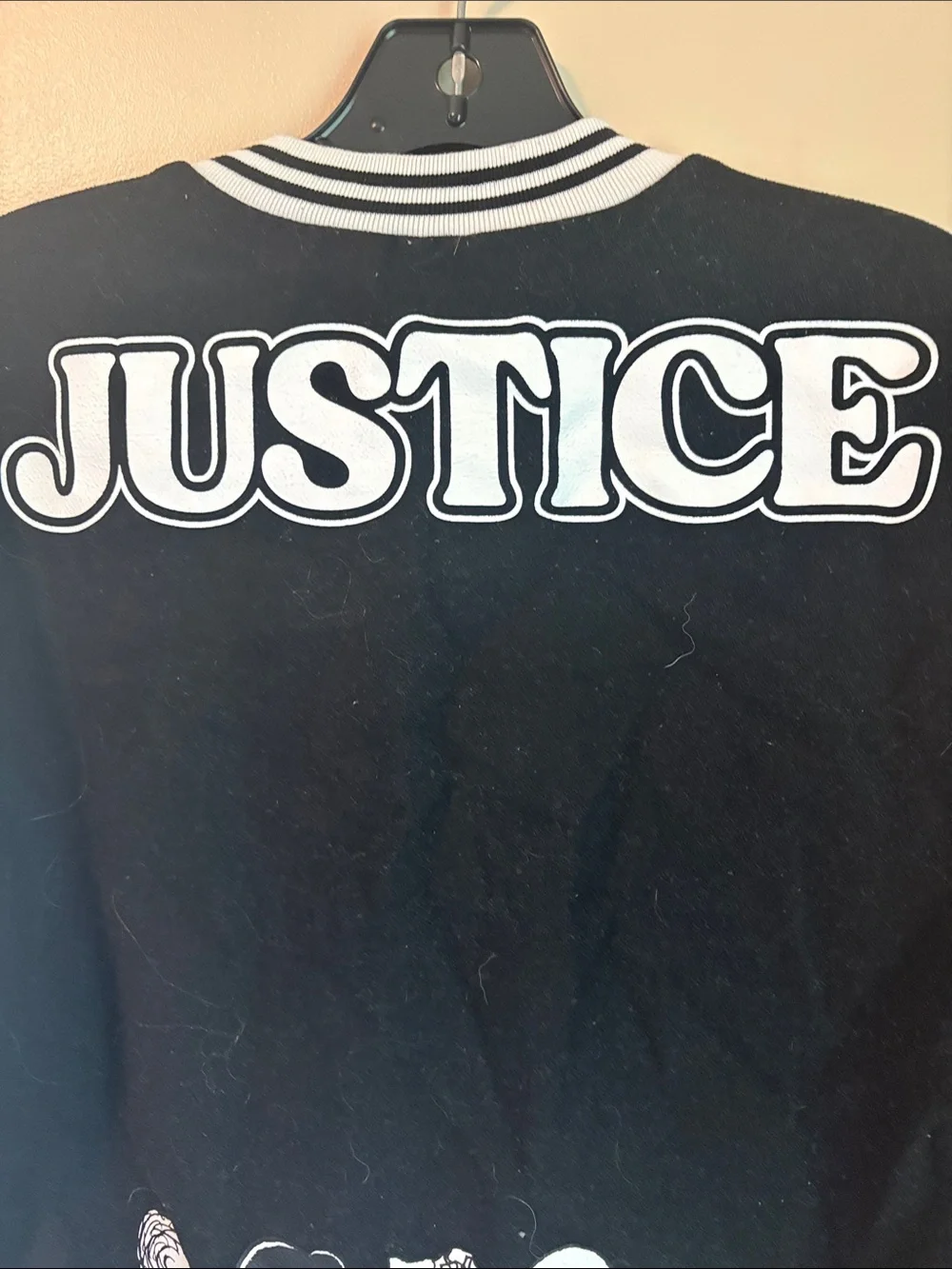 Justice Black & White Snoopy Varsity Jacket Size x-large (16-18)